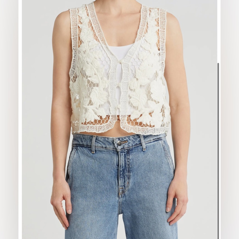 Rag & Bone Coralie Crochet Vest in Ivory